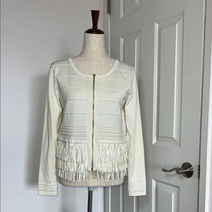 Grace Elements Cream Sweater‎ with Fringe